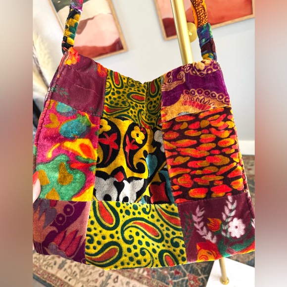 Colorful Patchwork Velvet Bag - Picture 3 of 6